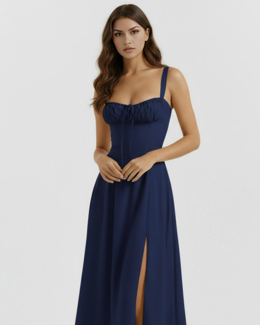 Aurora – Dark Blue Floral Mini Dress Clotheshomes™