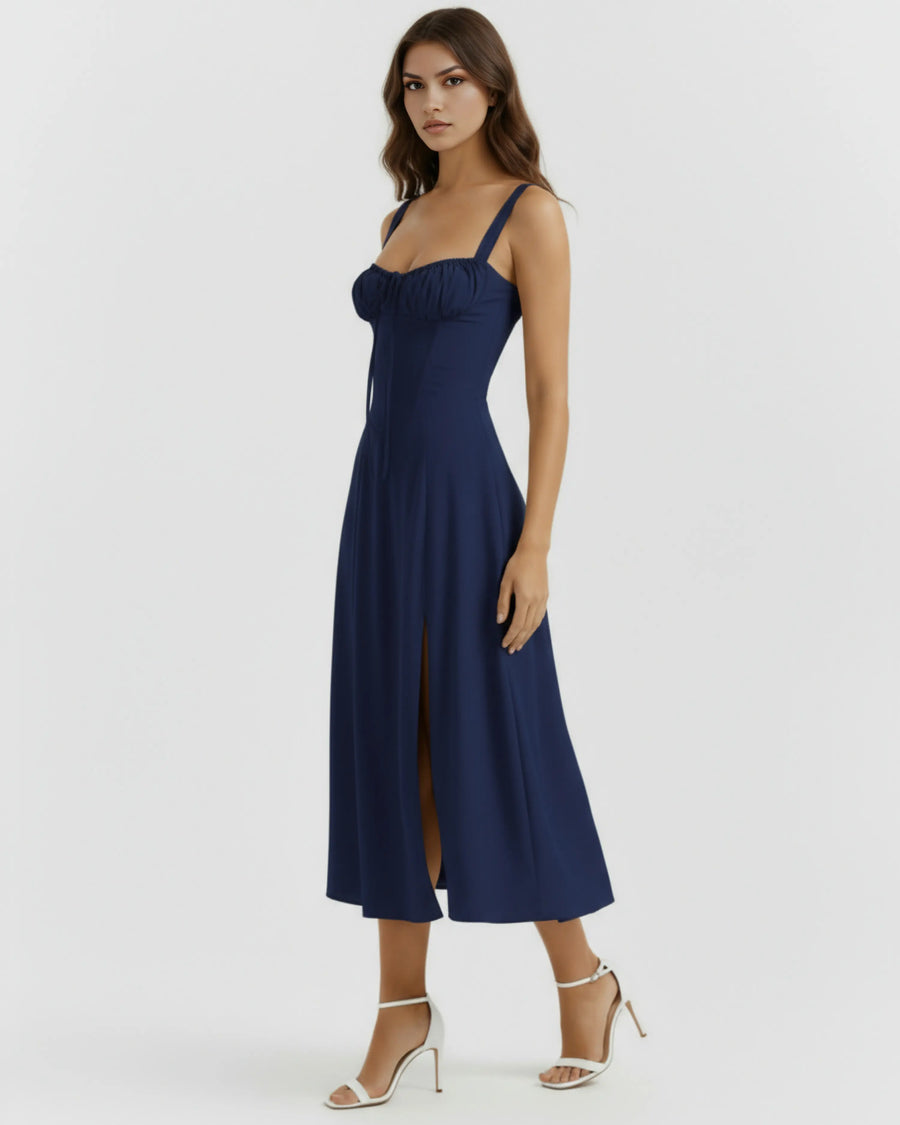 Aurora – Dark Blue Floral Mini Dress Clotheshomes™