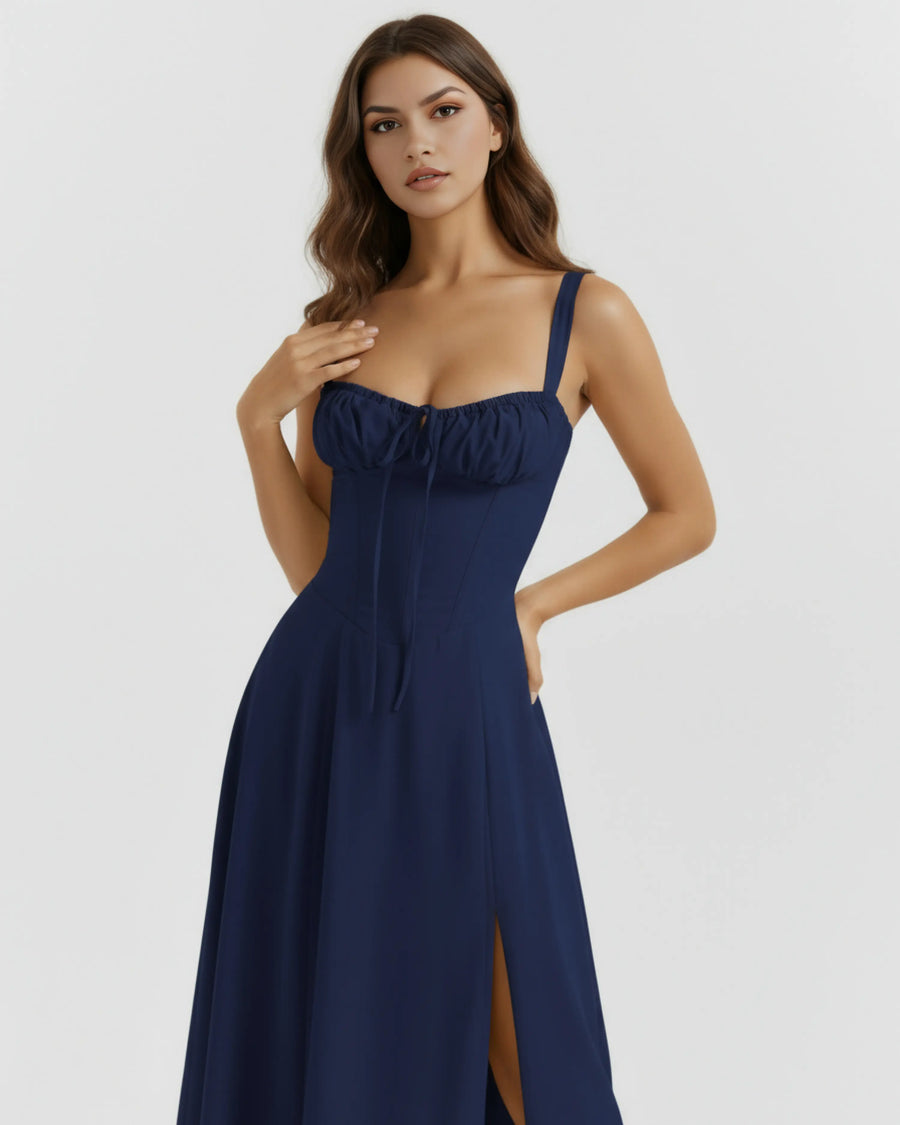 Aurora – Dark Blue Floral Mini Dress Clotheshomes™