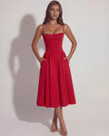 Francesca – Red Corset Maxi Dress Clotheshomes™