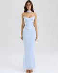 Malu – Baby Blue Mesh Corset Maxi Set Clotheshomes™