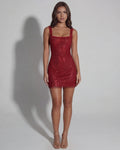 Isabella – Burgundy Rhinestone Mini Dress Clotheshomes™