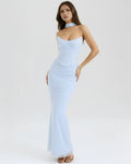 Malu – Baby Blue Mesh Corset Maxi Set Clotheshomes™