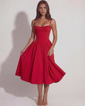 Francesca – Red Corset Maxi Dress Clotheshomes™