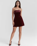 Valentina – Burgundy Velvet Mini Dress Clotheshomes™