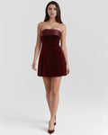 Valentina – Burgundy Velvet Mini Dress Clotheshomes™