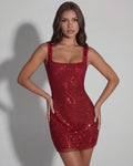 Isabella – Burgundy Rhinestone Mini Dress Clotheshomes™