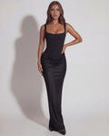 Eleonora – Black Sculpted Maxi Gown Clotheshomes™