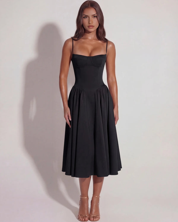 Francesca – Black Corset Maxi Dress