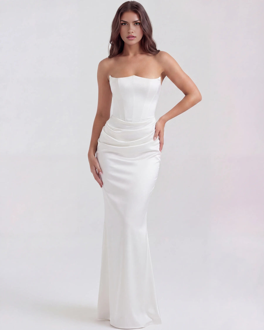 Rosalind – White Corset Maxi Dress Clotheshomes™