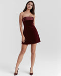 Valentina – Burgundy Velvet Mini Dress Clotheshomes™