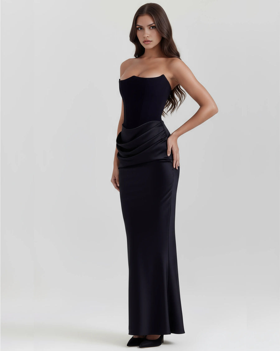 Rosalind – Black Corset Maxi Dress Clotheshomes™