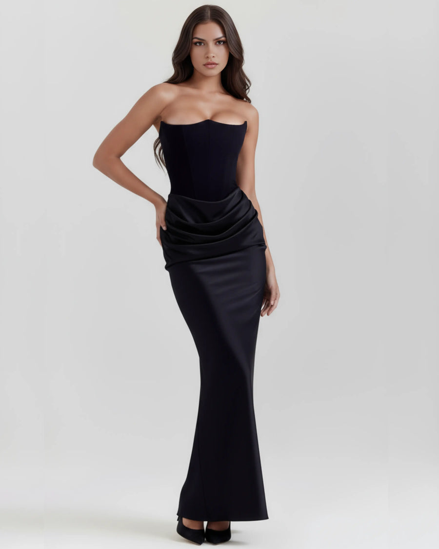 Rosalind – Black Corset Maxi Dress Clotheshomes™