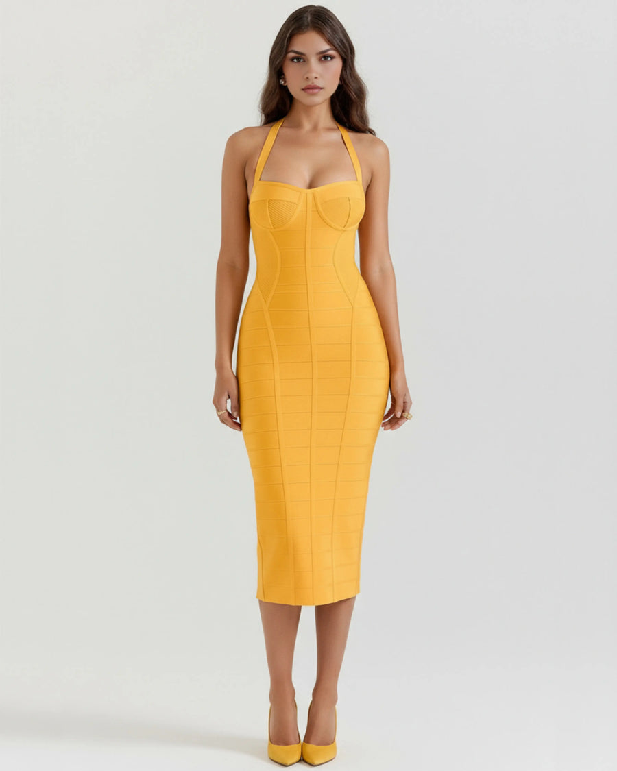 Cleopatra – Gold Bandage Mini Dress Clotheshomes™