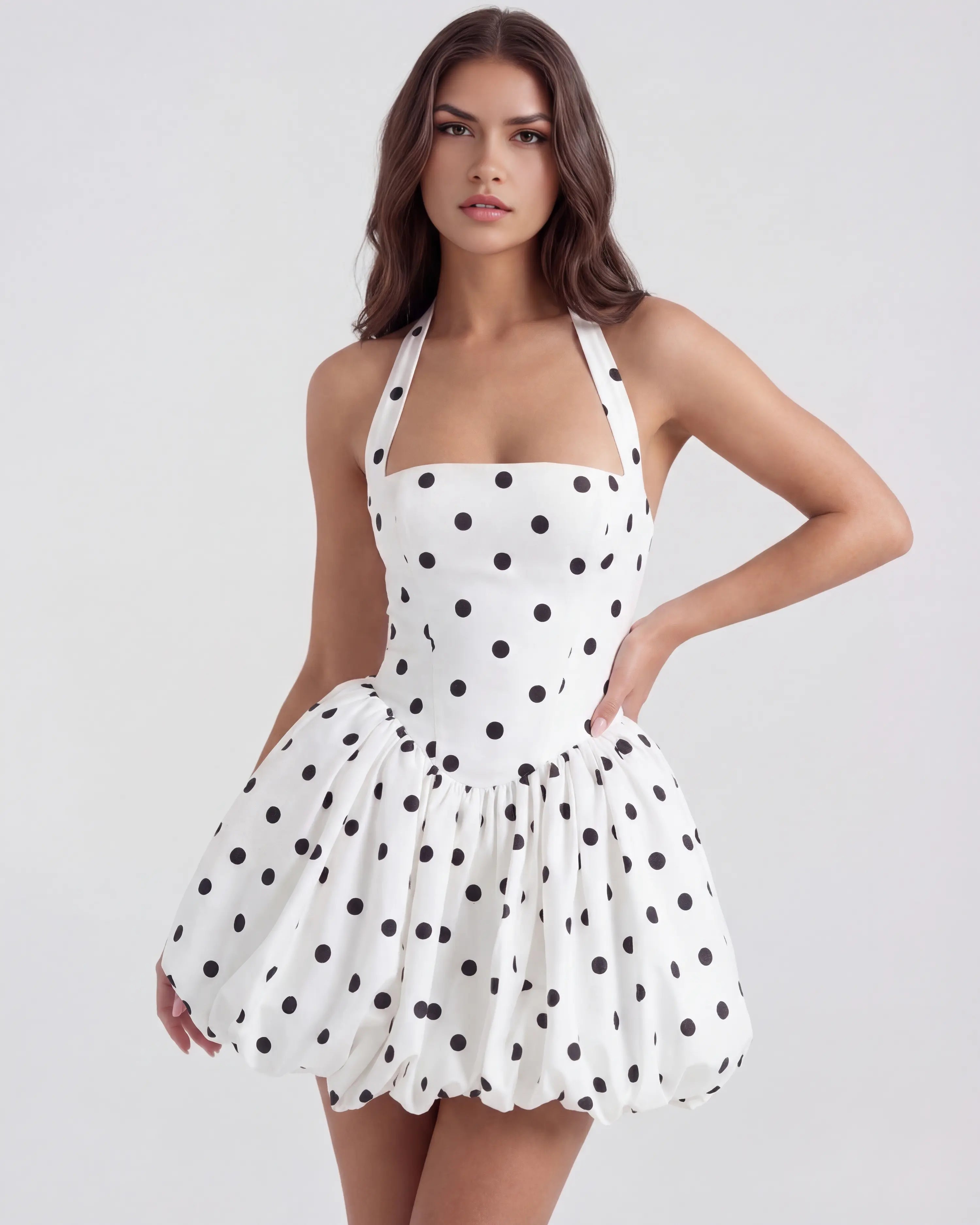 giulia mini dress in black & cream dot White Polka and day events Color_Multis Off The Chain: Dion Size for girl:Other - comment