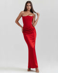 Rosalind – Red Corset Maxi Dress Clotheshomes™