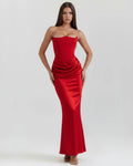 Rosalind – Red Corset Maxi Dress Clotheshomes™