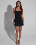 Isabella – Black Rhinestone Mini Dress Clotheshomes™