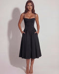 Francesca – Black Corset Maxi Dress Clotheshomes™