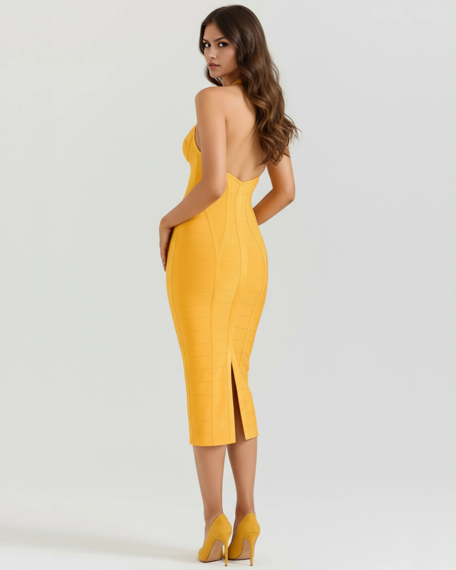 Cleopatra – Gold Bandage Mini Dress Clotheshomes™