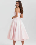 Selene – Blush Pink Satin Midi Dress Clotheshomes™