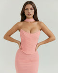Malu – Pink Mesh Corset Maxi Set Clotheshomes™
