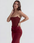 Rosalind – Burgundy Corset Maxi Dress Clotheshomes™