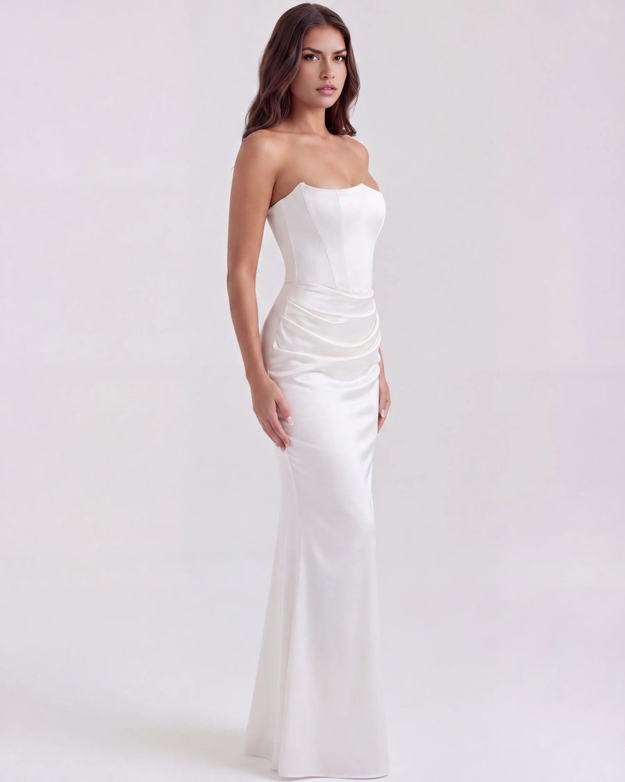 Rosalind – White Corset Maxi Dress Clotheshomes™