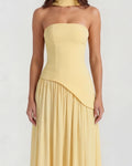 Serena – Butter Yellow Strapless Maxi Dress Clotheshomes™