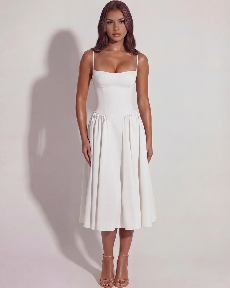 Francesca – White Corset Maxi Dress Clotheshomes™