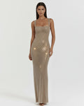 Isabella – Gold Rhinestone Maxi Dress Clotheshomes™