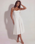Francesca – White Corset Maxi Dress Clotheshomes™