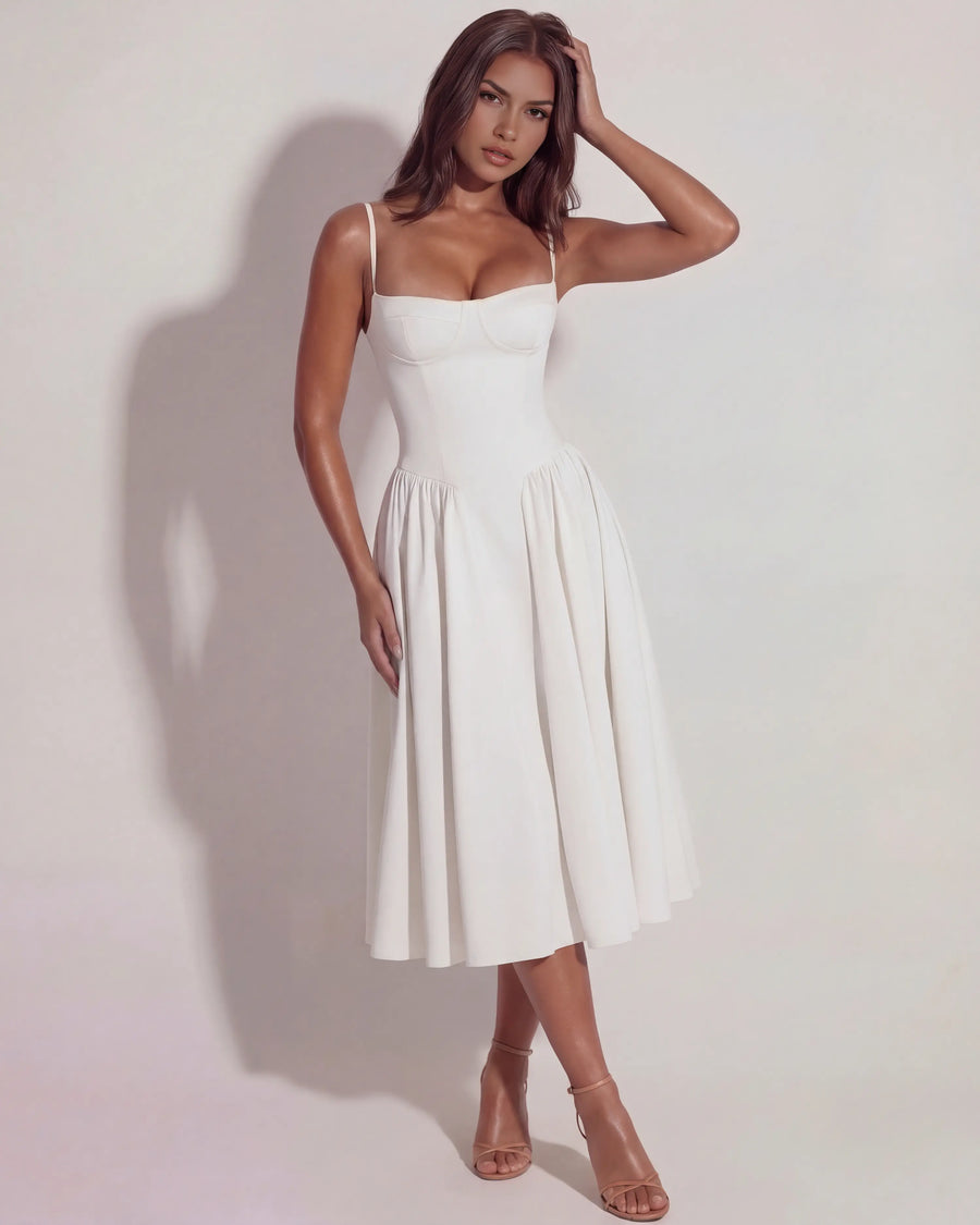 Francesca – White Corset Maxi Dress Clotheshomes™