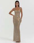 Isabella – Gold Rhinestone Maxi Dress Clotheshomes™