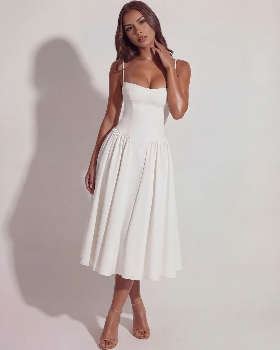 Francesca – White Corset Maxi Dress Clotheshomes™