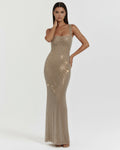 Isabella – Gold Rhinestone Maxi Dress Clotheshomes™