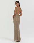 Isabella – Gold Rhinestone Maxi Dress Clotheshomes™
