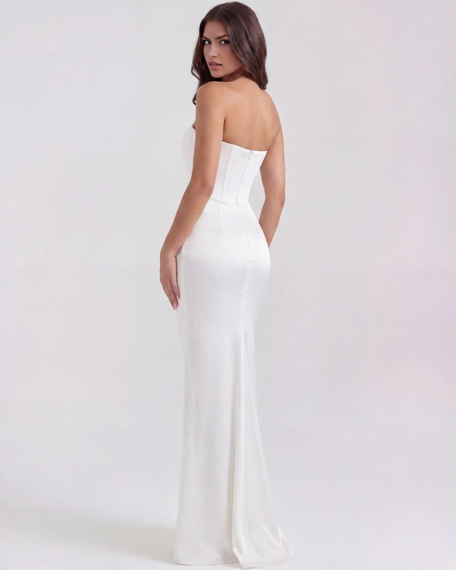 Rosalind – White Corset Maxi Dress Clotheshomes™