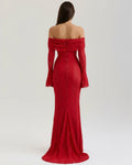 Alessandra – Red Floral Lace Maxi Dress Clotheshomes™