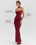 Malu – Burgundy Mesh Corset Maxi Set Clotheshomes™