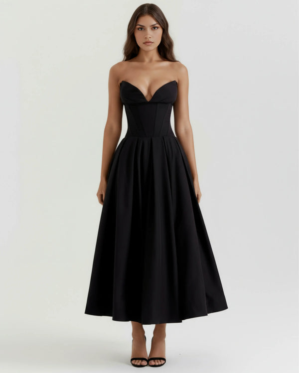 Amalfi – Black Sculpted Corset Dress Clotheshomes™