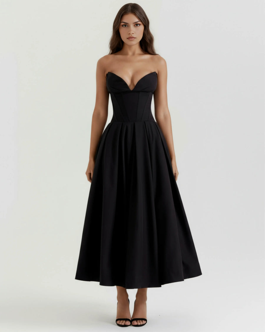 Amalfi – Black Sculpted Corset Dress Clotheshomes™