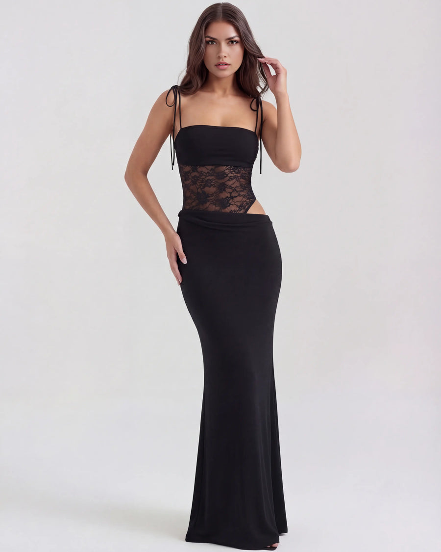 Valeria – Black Lace Maxi Dress Clotheshomes™