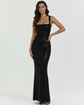 Isabella – Black Rhinestone Maxi Dress Clotheshomes™