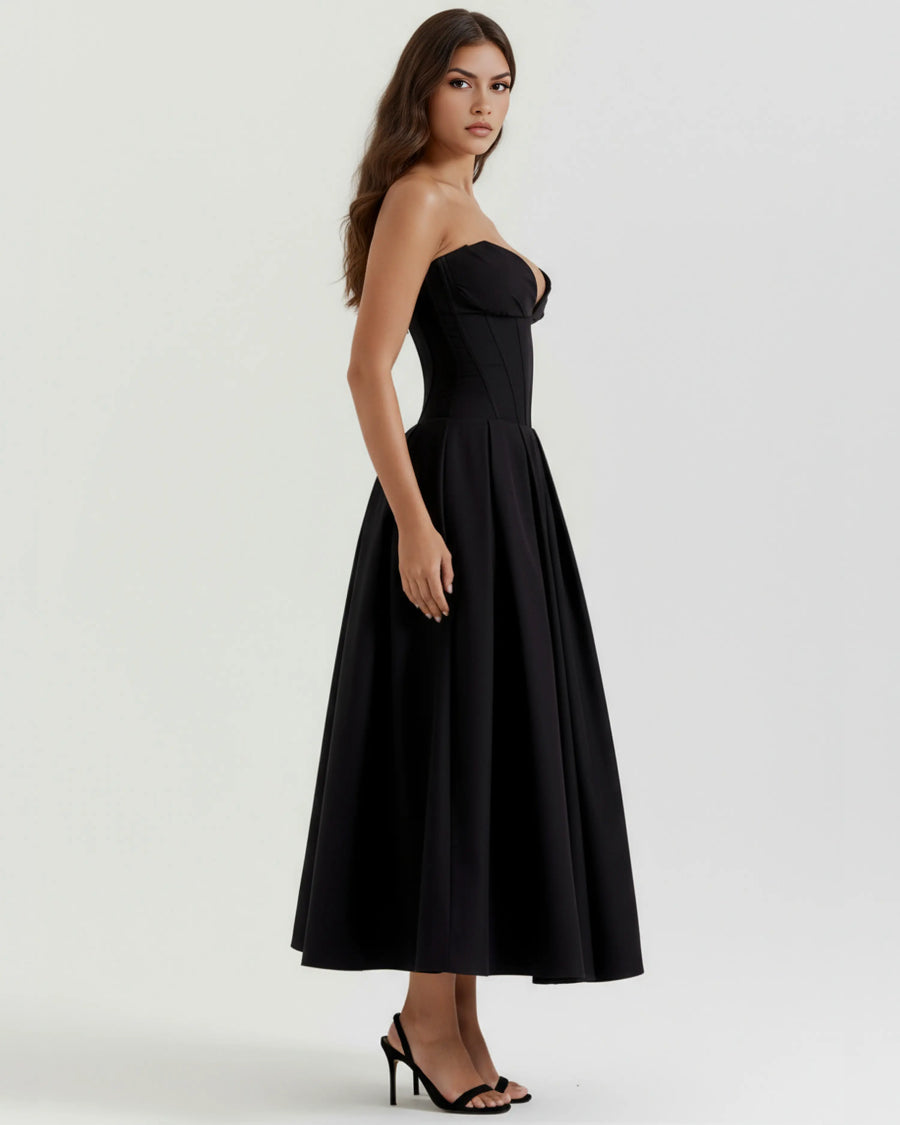Amalfi – Black Sculpted Corset Dress Clotheshomes™