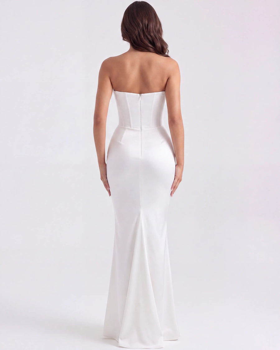 Rosalind – White Corset Maxi Dress Clotheshomes™
