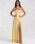 Serena – Butter Yellow Strapless Maxi Dress Clotheshomes™