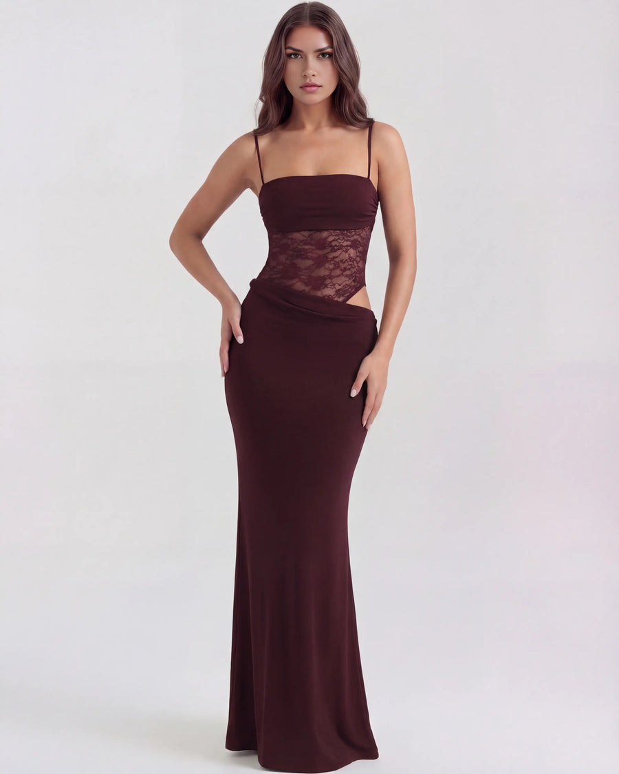 Valeria – Burgundy Lace Maxi Dress Clotheshomes™