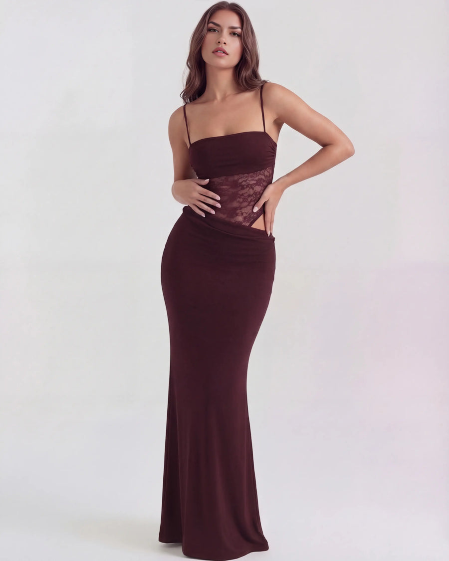Valeria – Burgundy Lace Maxi Dress Clotheshomes™