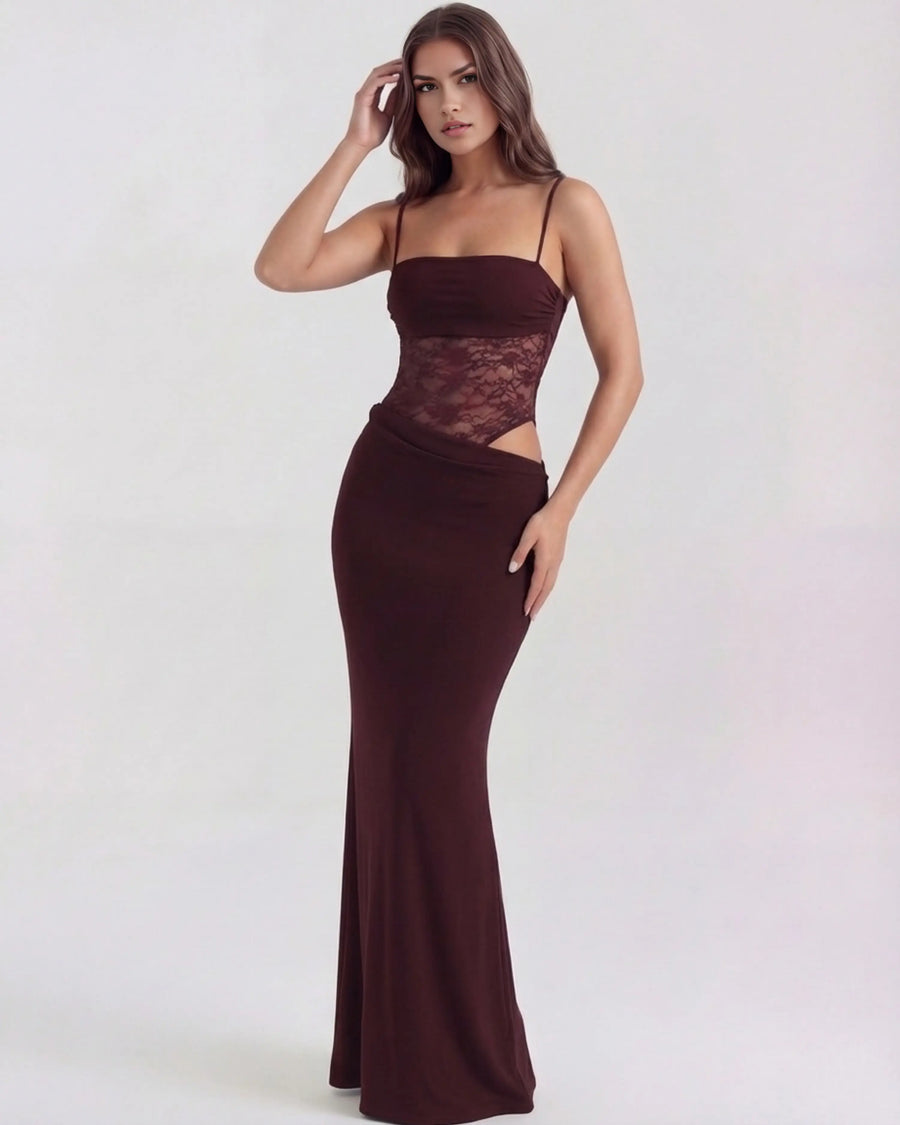 Valeria – Burgundy Lace Maxi Dress Clotheshomes™